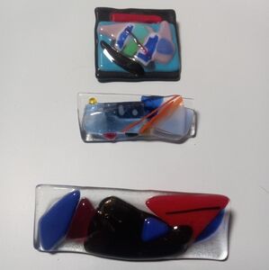 Lot of 3 abstract art glass pins